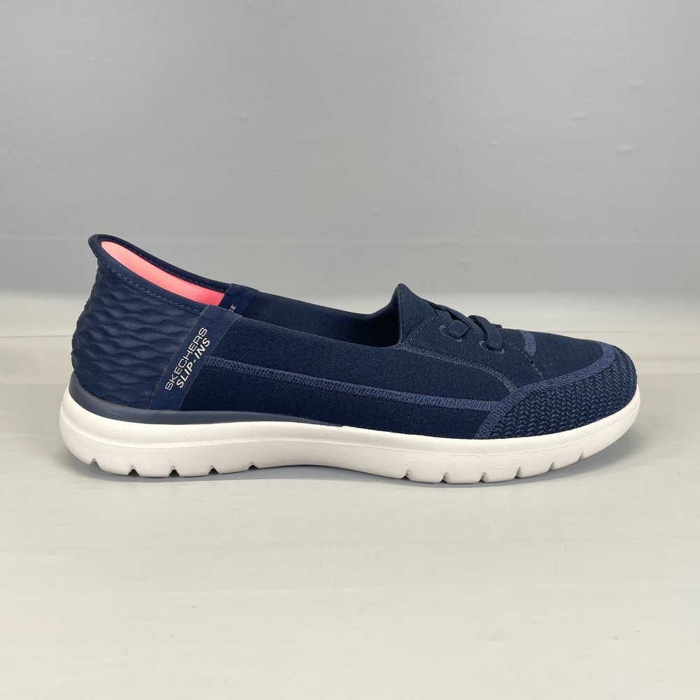 Skechers Slip-Ins On-The-Go Walking Shoes Womens Size 8.5 Navy Blue Sneakers